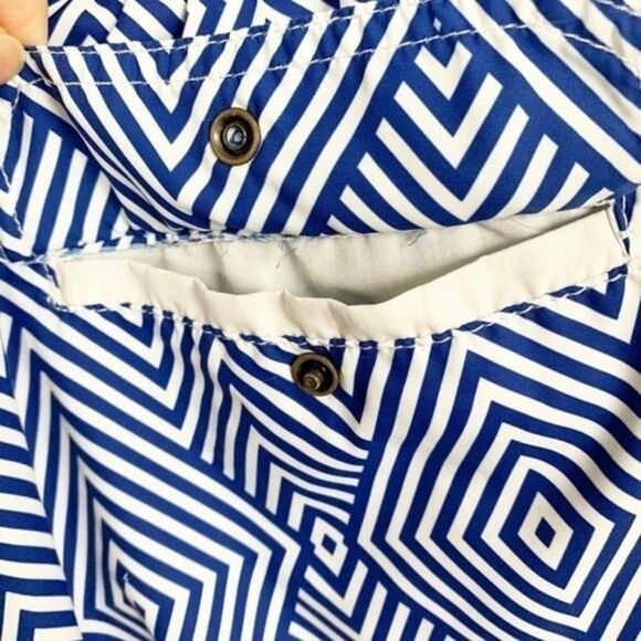 Retromarine‎ New York Boys Size Medium Geometric Blue Boys Swim Trunks with Mesh - Picture 6 of 14